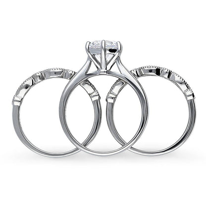 Solitaire Milgrain Art Deco 2ct CZ Ring Set in Sterling Silver