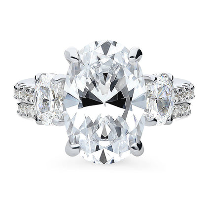 3-Stone 5.5ct Oval CZ Ring Set in Sterling Silver