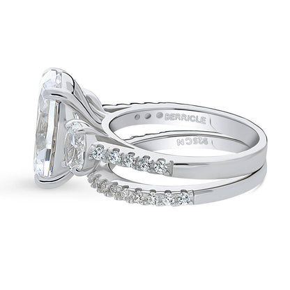 3-Stone 5.5ct Oval CZ Ring Set in Sterling Silver