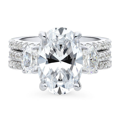 3-Stone 5.5ct Oval CZ Ring Set in Sterling Silver