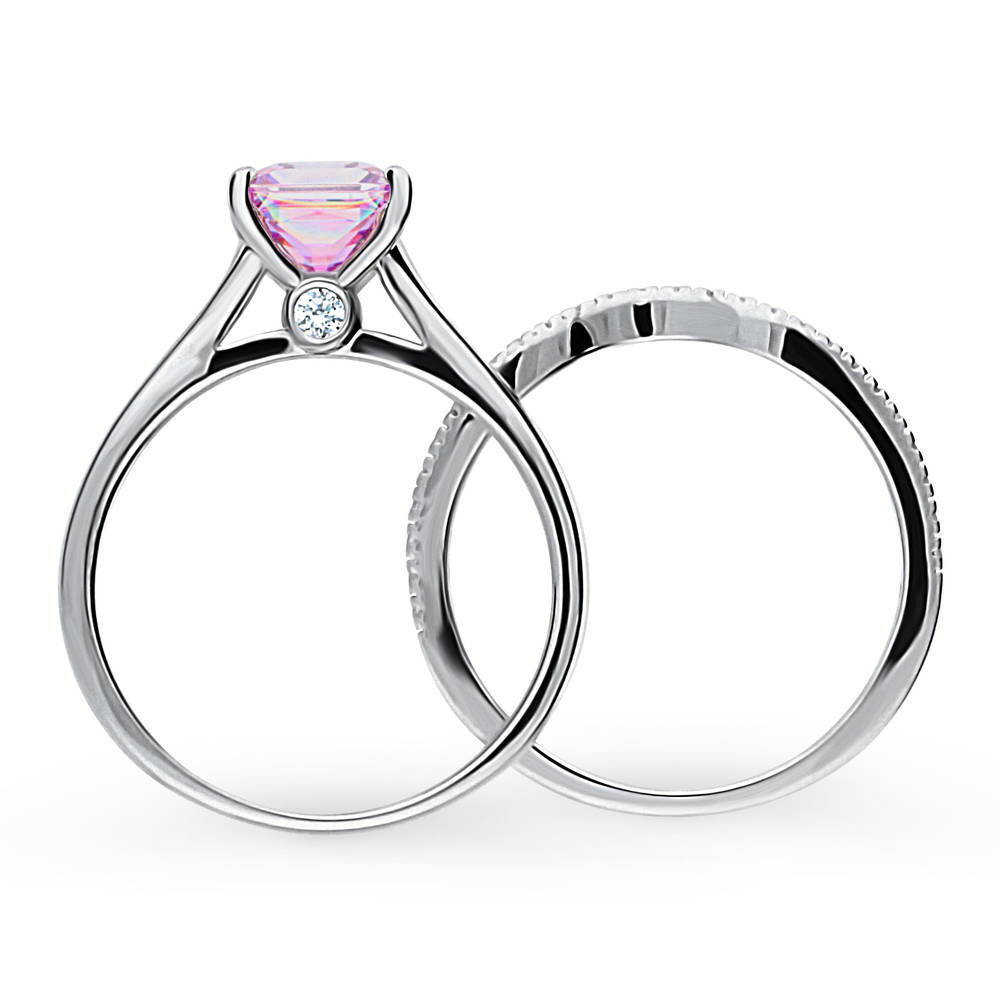 Solitaire 1.2ct Purple Princess CZ Ring Set in Sterling Silver