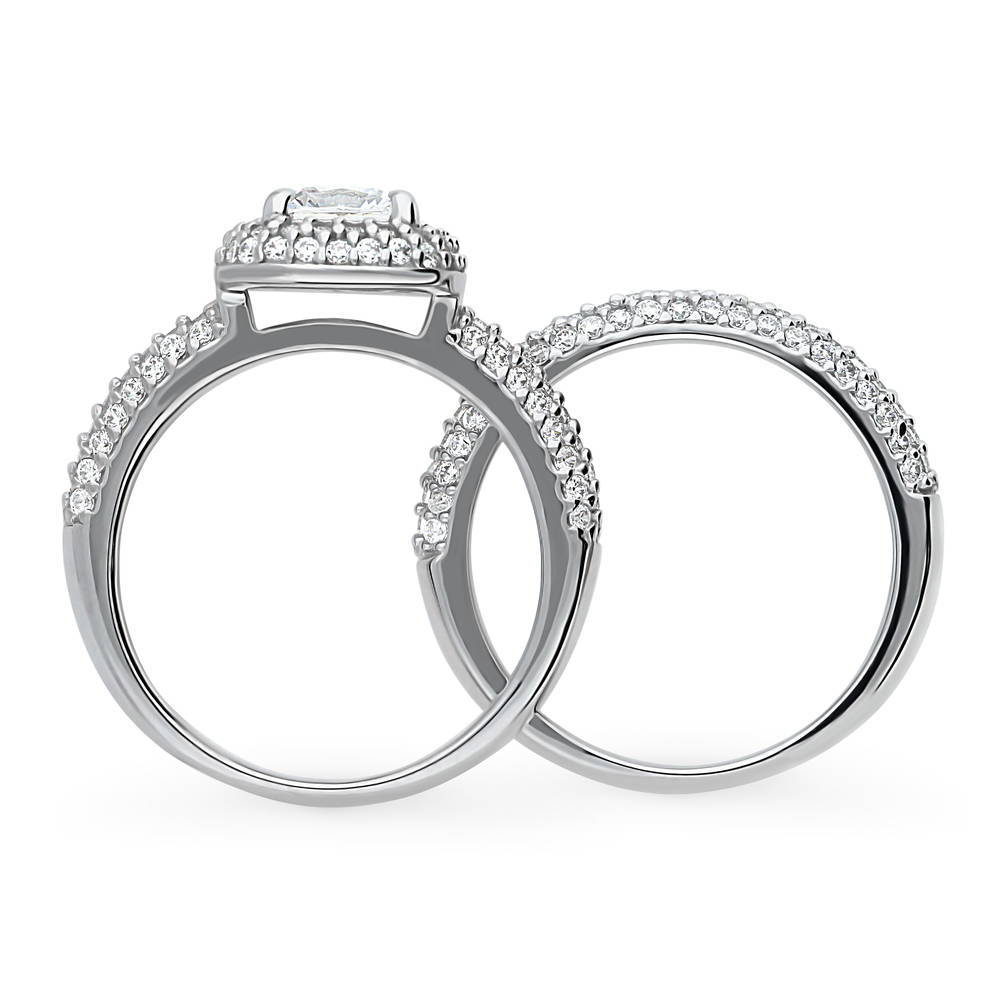 Alternate view of Halo Cushion CZ Ring Set in Sterling Silver, 8 of 13
