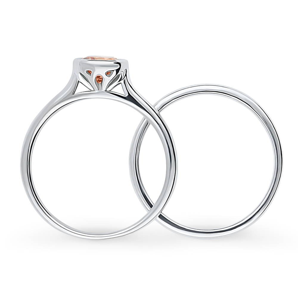 Alternate view of Solitaire 0.8ct Caramel Bezel CZ Ring Set in Sterling Silver, 4 of 10