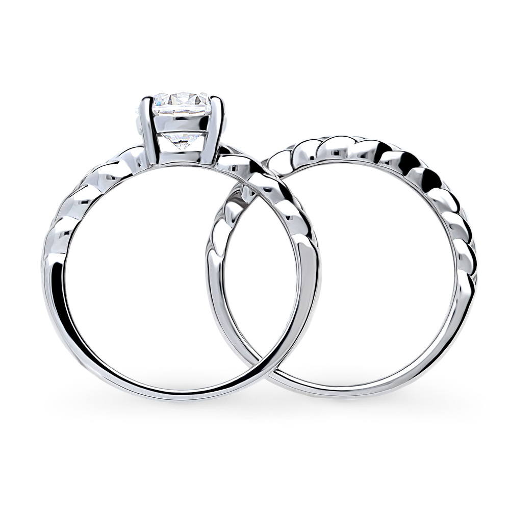 Solitaire Woven 1.25ct Round CZ Ring Set in Sterling Silver
