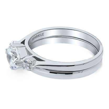3-Stone 1.25ct Octagon Sun Cut CZ Ring Set in Sterling Silver