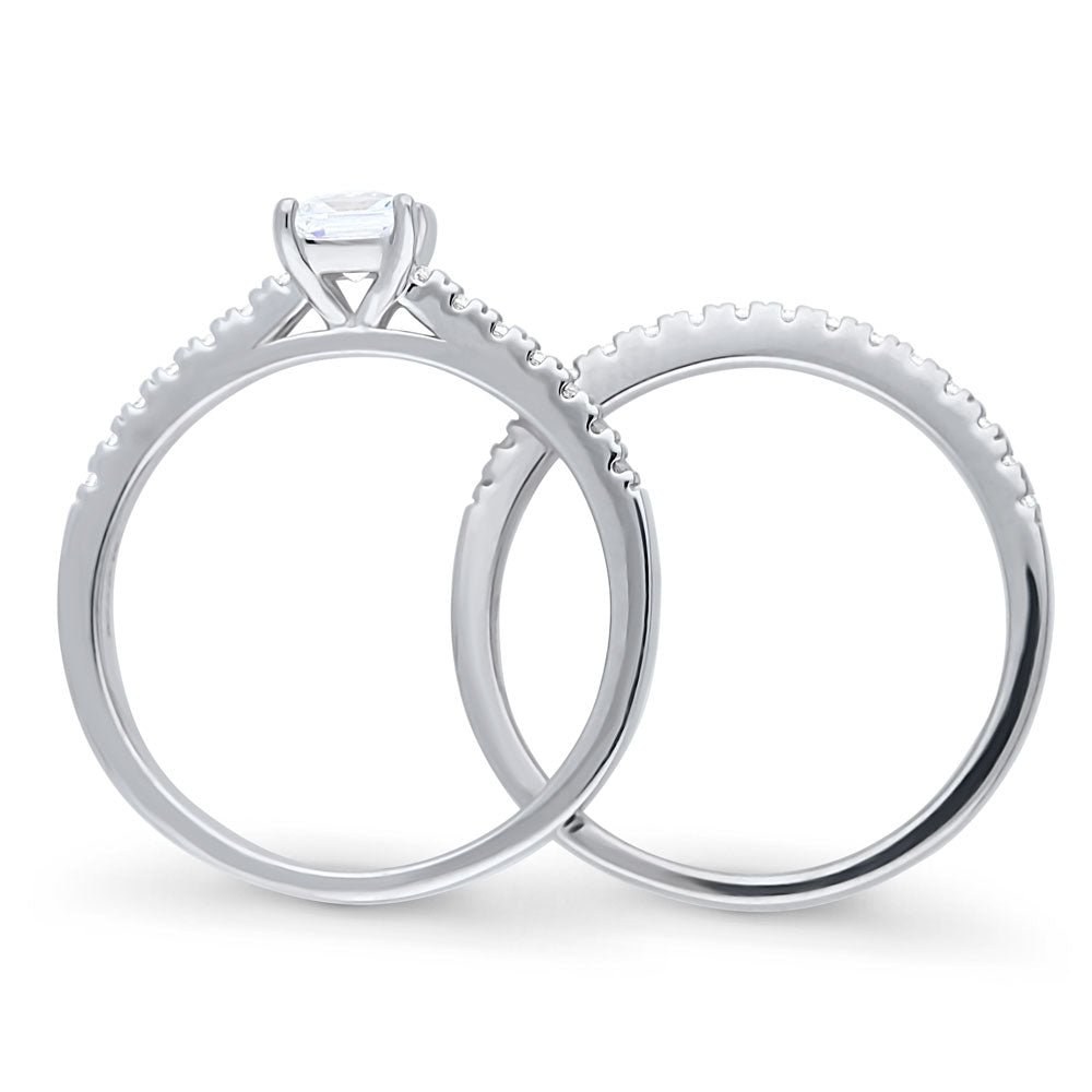 Solitaire 0.4ct Princess CZ Ring Set in Sterling Silver