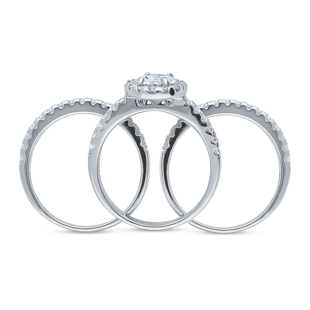 Halo Oval CZ Ring Set in Sterling Silver
