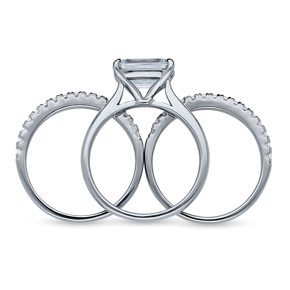 East-West Solitaire CZ Ring Set in Sterling Silver
