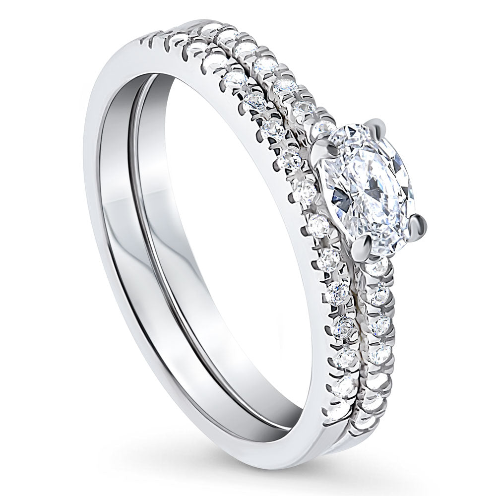 Solitaire 0.4ct Oval CZ Ring Set in Sterling Silver