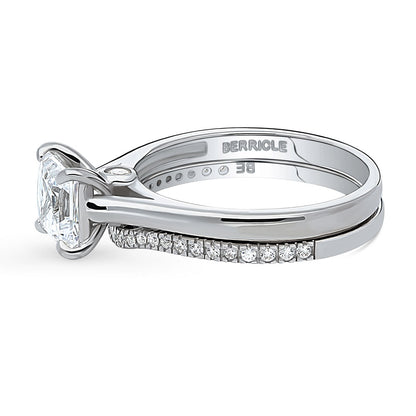 Solitaire Wishbone 1.2ct Princess CZ Ring Set in Sterling Silver