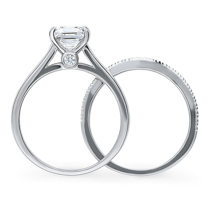 Solitaire Wishbone 1.2ct Princess CZ Ring Set in Sterling Silver
