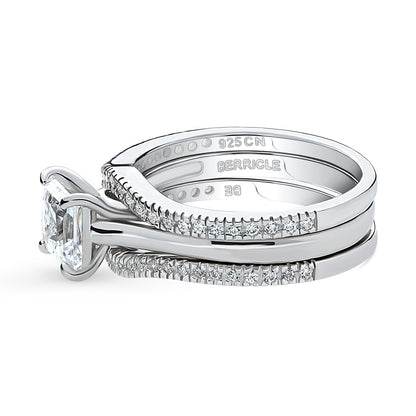 Solitaire Wishbone 1.2ct Princess CZ Ring Set in Sterling Silver