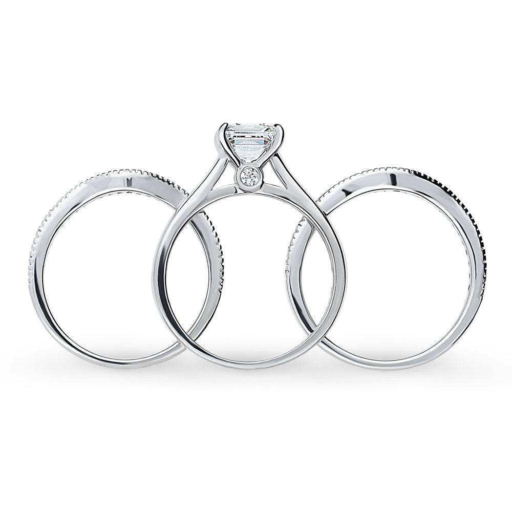 Solitaire Wishbone 1.2ct Princess CZ Ring Set in Sterling Silver