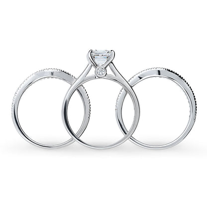 Solitaire Wishbone 1.2ct Princess CZ Ring Set in Sterling Silver