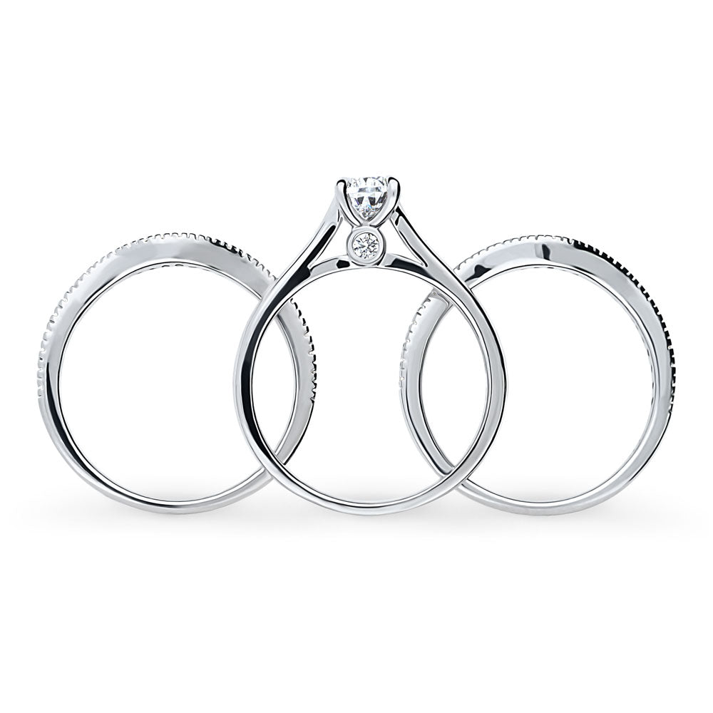 Solitaire Wishbone 0.8ct Pear CZ Ring Set in Sterling Silver