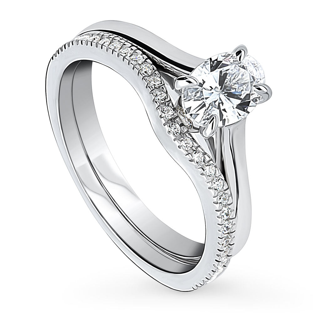 Solitaire 0.7ct Oval CZ Ring Set in Sterling Silver