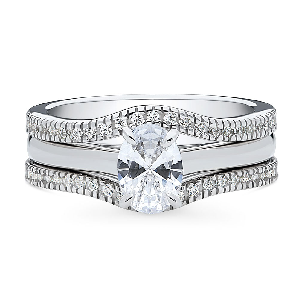 Solitaire 0.7ct Oval CZ Ring Set in Sterling Silver