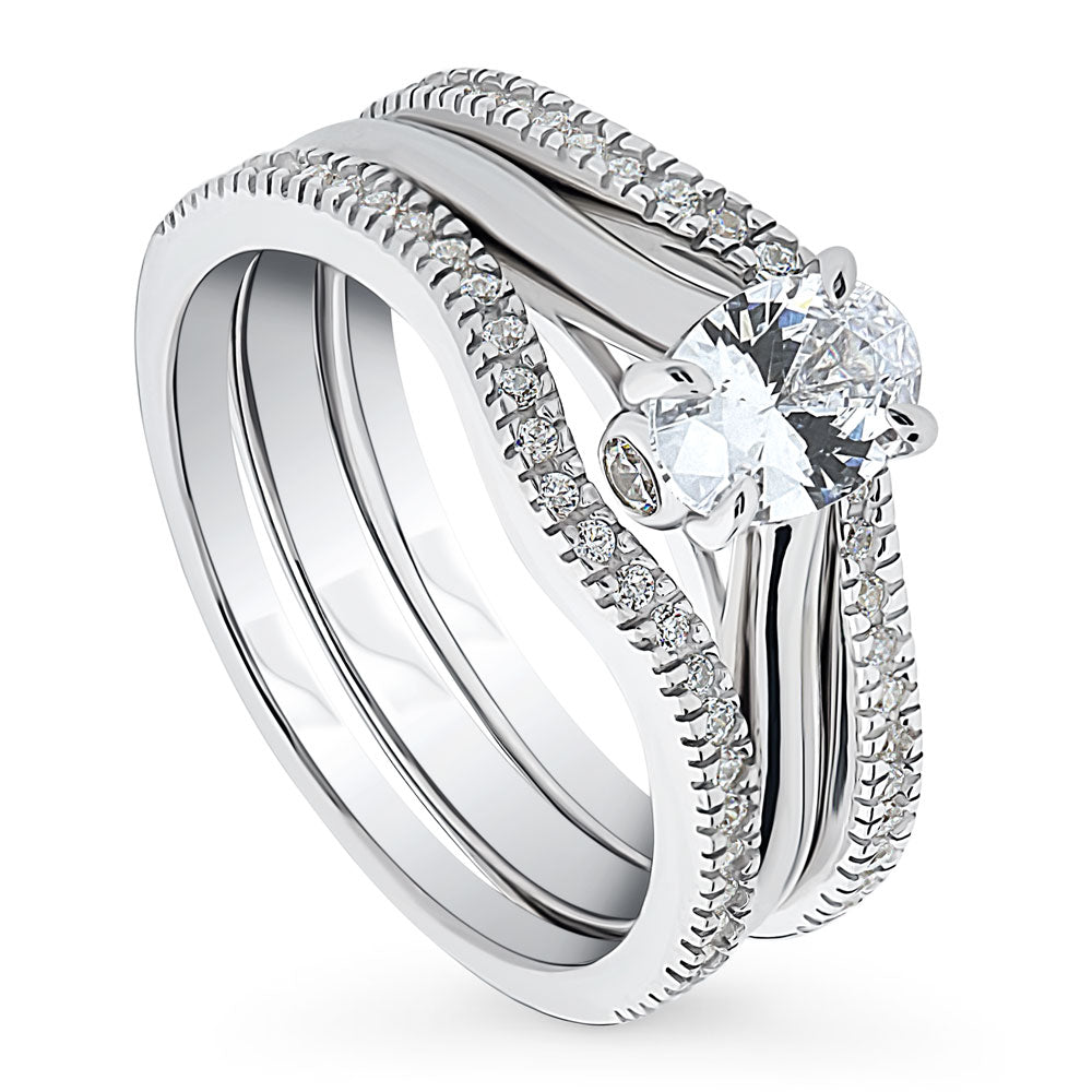 Solitaire 0.7ct Oval CZ Ring Set in Sterling Silver