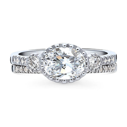 3-Stone 1.2ct Oval CZ Ring Set in Sterling Silver