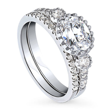 3-Stone 1.2ct Oval CZ Ring Set in Sterling Silver
