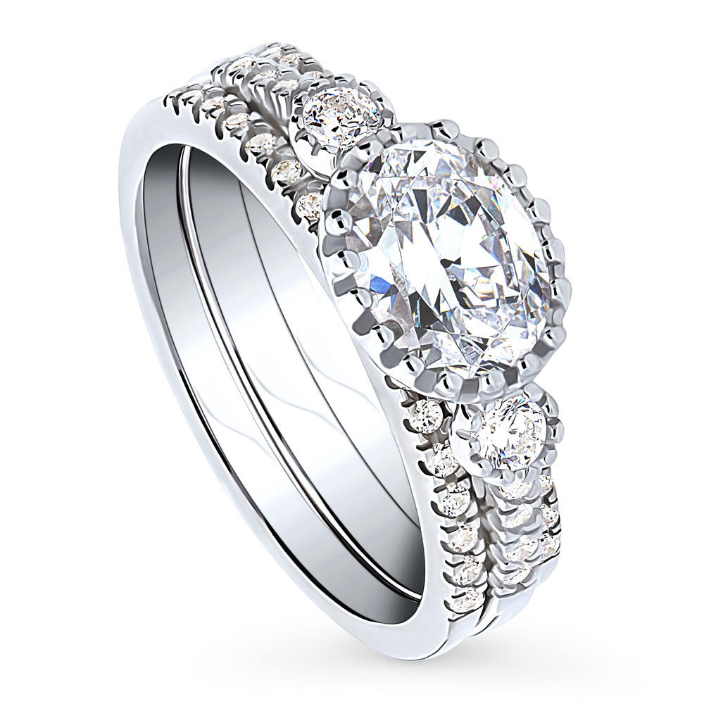 3-Stone 1.2ct Oval CZ Ring Set in Sterling Silver