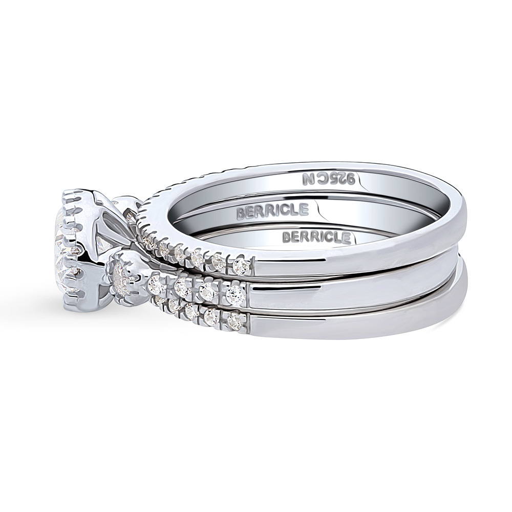 Angle view of 3-Stone 1.2ct Oval CZ Ring Set in Sterling Silver, 5 of 16