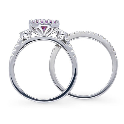 3-Stone 1.2ct Purple Oval CZ Ring Set in Sterling Silver