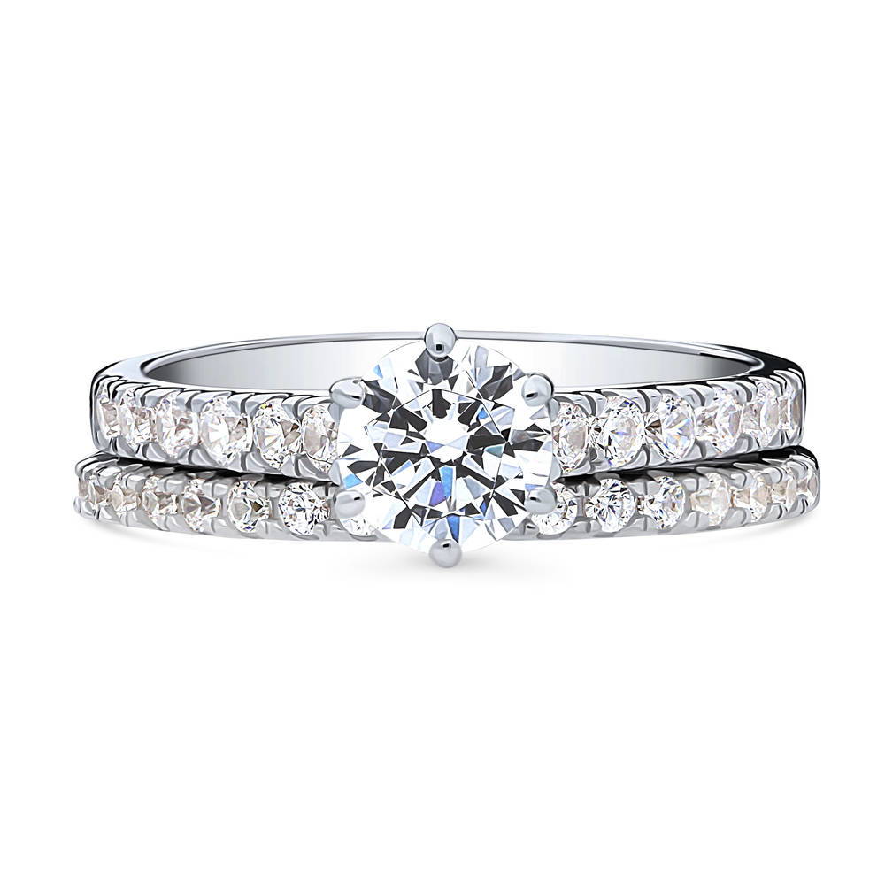 Solitaire 0.8ct CZ Ring Set in Sterling Silver, 1 of 14