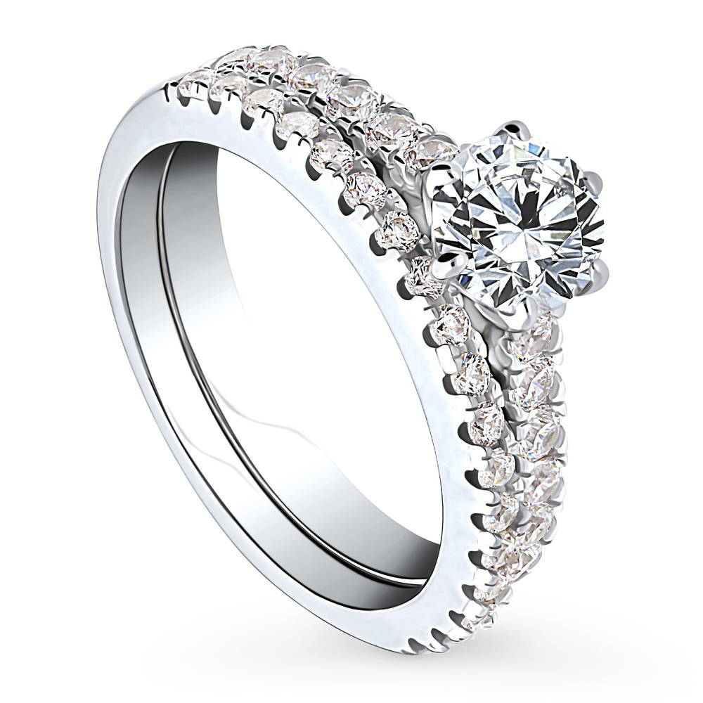 Solitaire 0.8ct Round CZ Ring Set in Sterling Silver