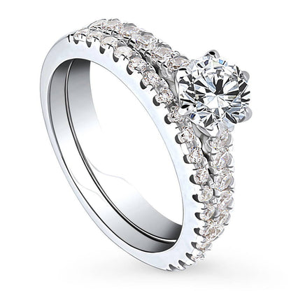 Solitaire 0.8ct CZ Ring Set in Sterling Silver