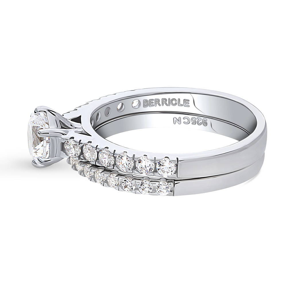 Angle view of Solitaire 0.8ct CZ Ring Set in Sterling Silver, 5 of 14