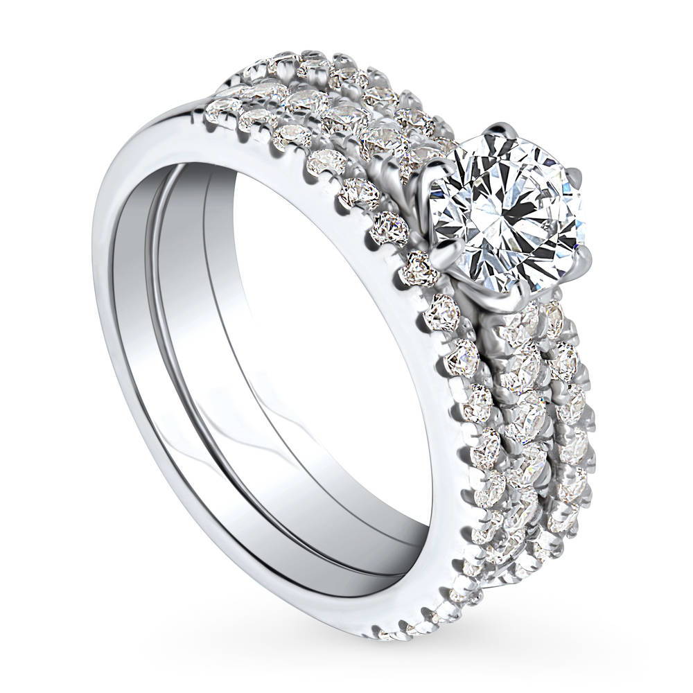 Front view of Solitaire 0.8ct CZ Ring Set in Sterling Silver, 4 of 14