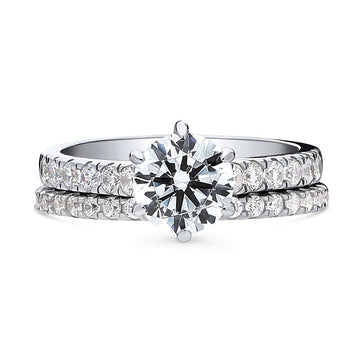 Solitaire 1.25ct Round CZ Ring Set in Sterling Silver
