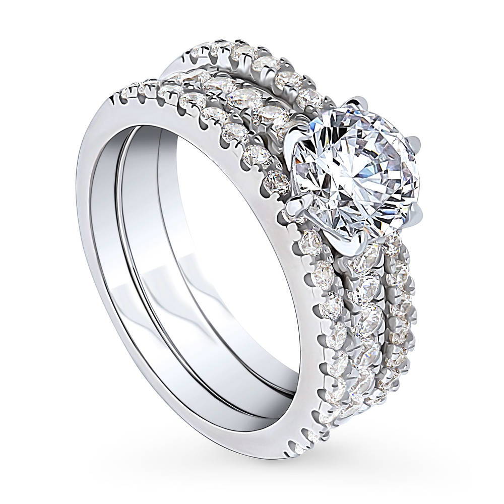 Front view of Solitaire 1.25ct CZ Ring Set in Sterling Silver, 4 of 14
