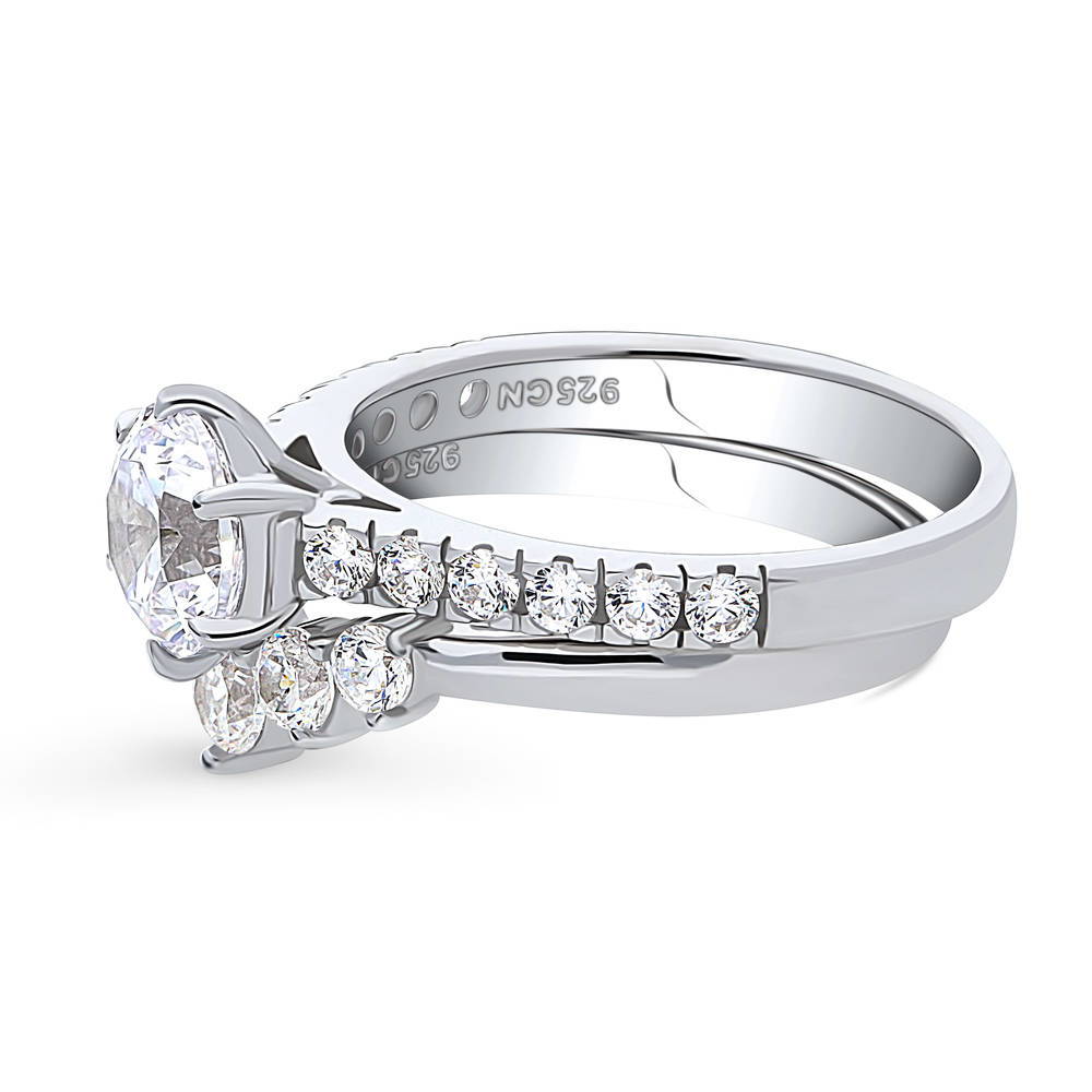 Angle view of Solitaire 5-Stone Wishbone 1.25ct CZ Ring Set in Sterling Silver, 5 of 19
