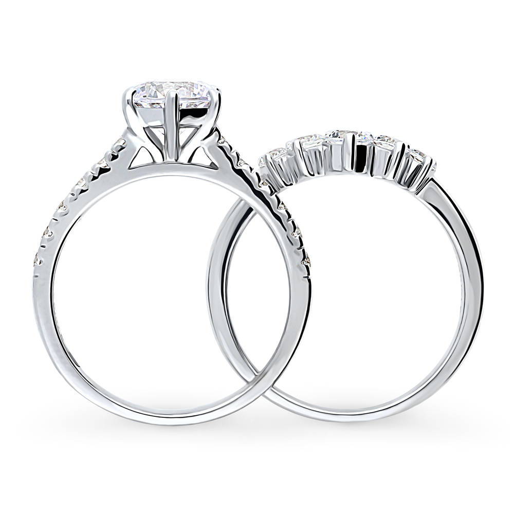 Alternate view of Solitaire 5-Stone Wishbone 1.25ct CZ Ring Set in Sterling Silver, 8 of 19