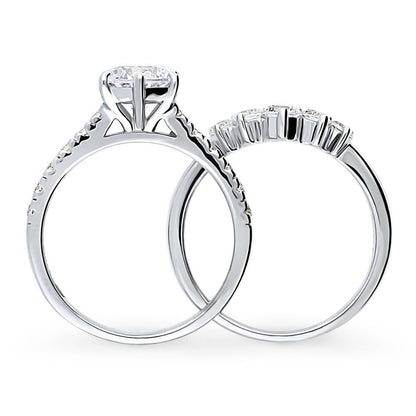 Solitaire 5-Stone Wishbone 1.25ct CZ Ring Set in Sterling Silver