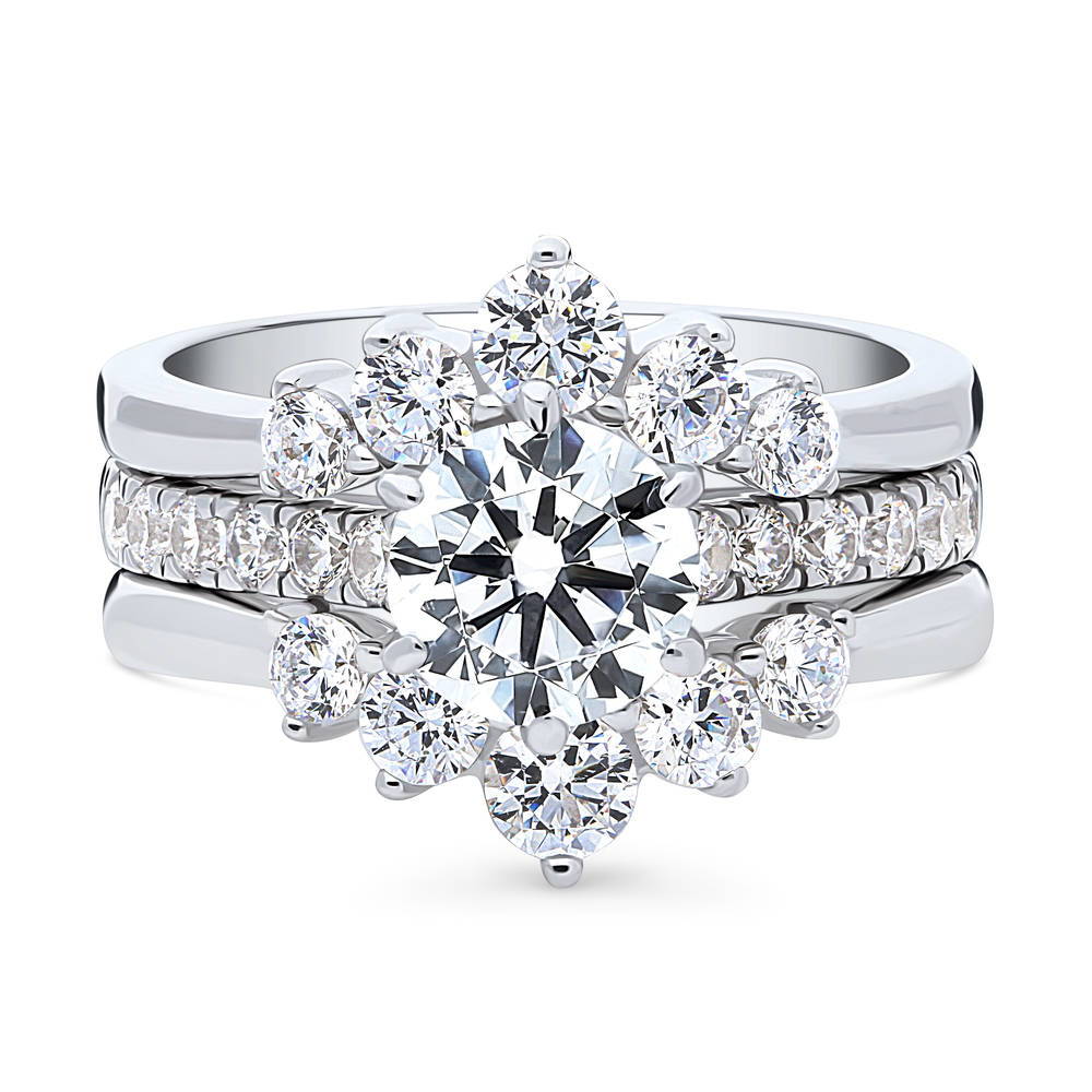 Solitaire 5-Stone Wishbone 1.25ct CZ Ring Set in Sterling Silver, 1 of 19
