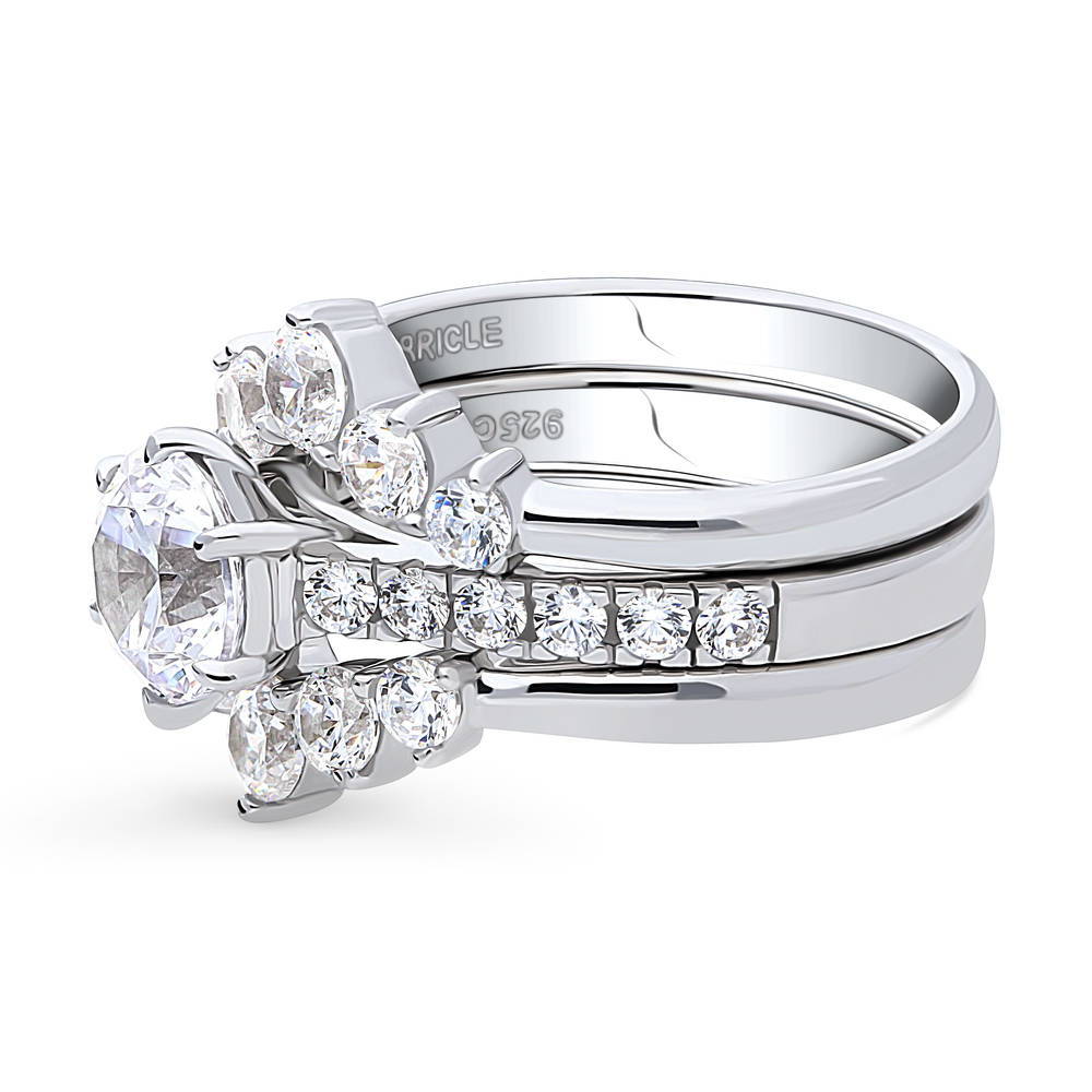 Solitaire 5-Stone Wishbone 1.25ct CZ Ring Set in Sterling Silver