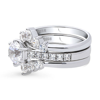 Solitaire 5-Stone Wishbone 1.25ct CZ Ring Set in Sterling Silver