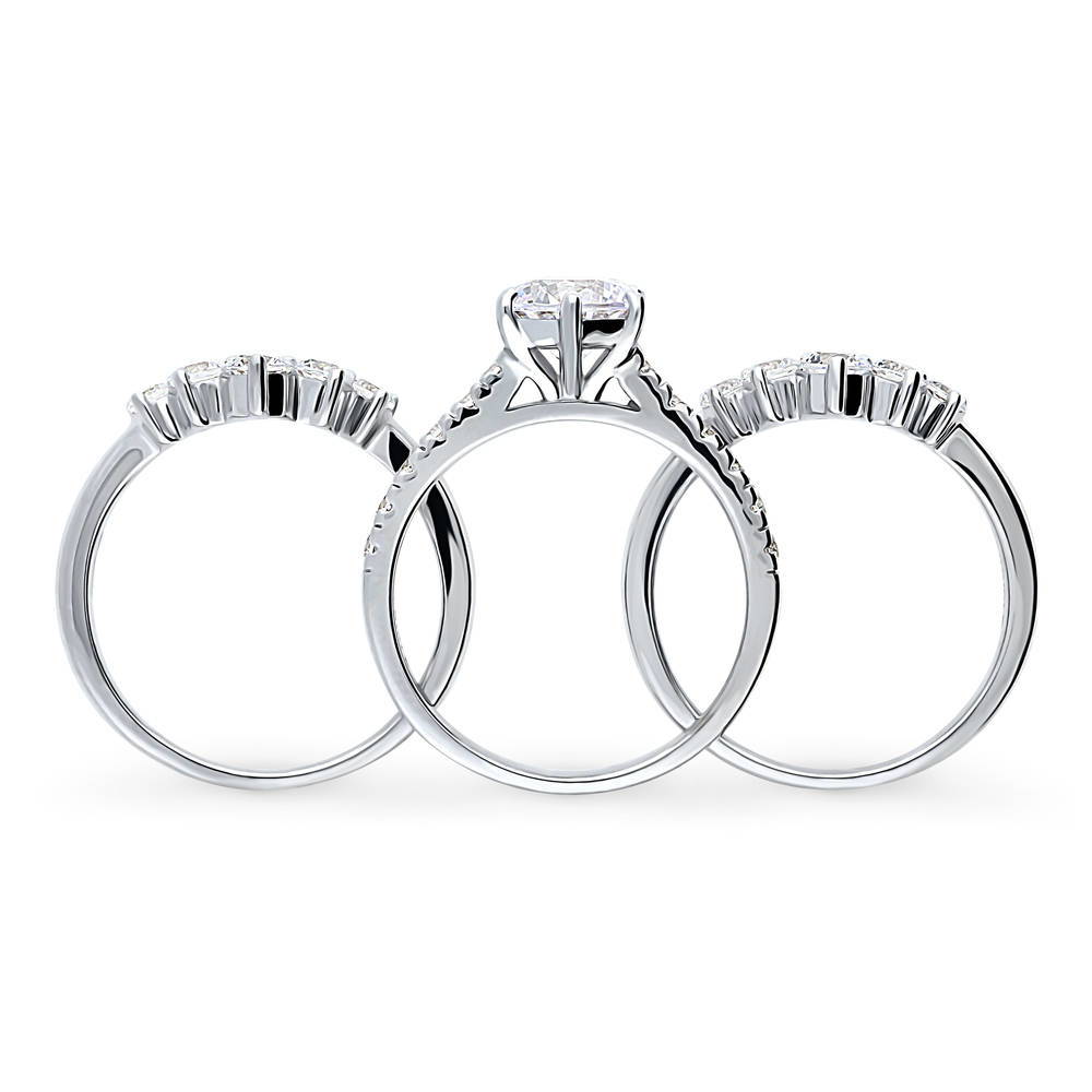 Solitaire 5-Stone Wishbone 1.25ct CZ Ring Set in Sterling Silver