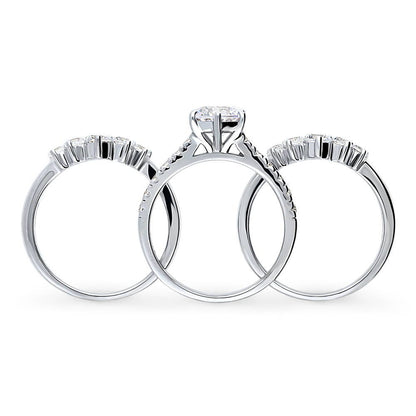 Solitaire 5-Stone Wishbone 1.25ct CZ Ring Set in Sterling Silver