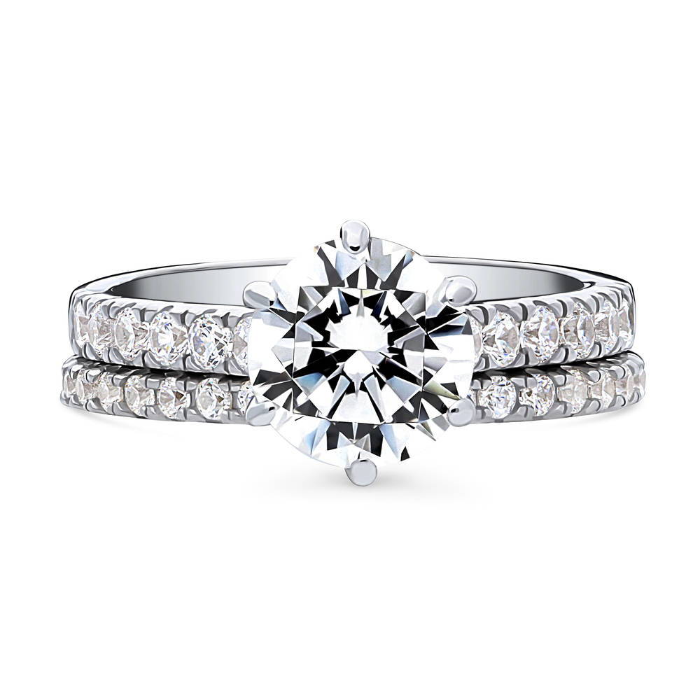 Solitaire 2ct CZ Ring Set in Sterling Silver, 1 of 15