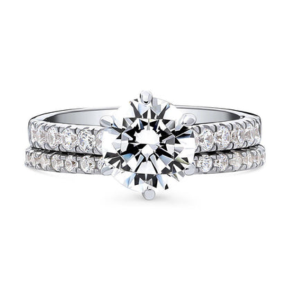 Solitaire 2ct CZ Ring Set in Sterling Silver