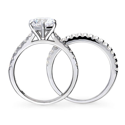 Solitaire 2ct CZ Ring Set in Sterling Silver
