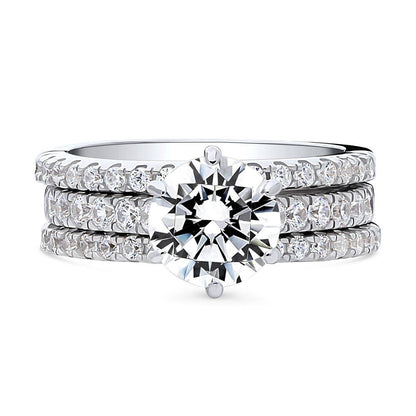 Solitaire 2ct CZ Ring Set in Sterling Silver