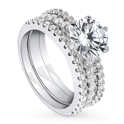 Solitaire 2ct CZ Ring Set in Sterling Silver