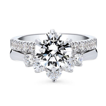 5-Stone Solitaire CZ Ring Set in Sterling Silver