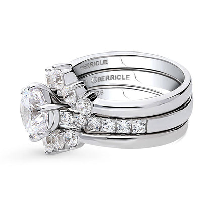 Solitaire 5-Stone Wishbone 2ct CZ Ring Set in Sterling Silver