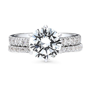 Solitaire 2.7ct Round CZ Ring Set in Sterling Silver